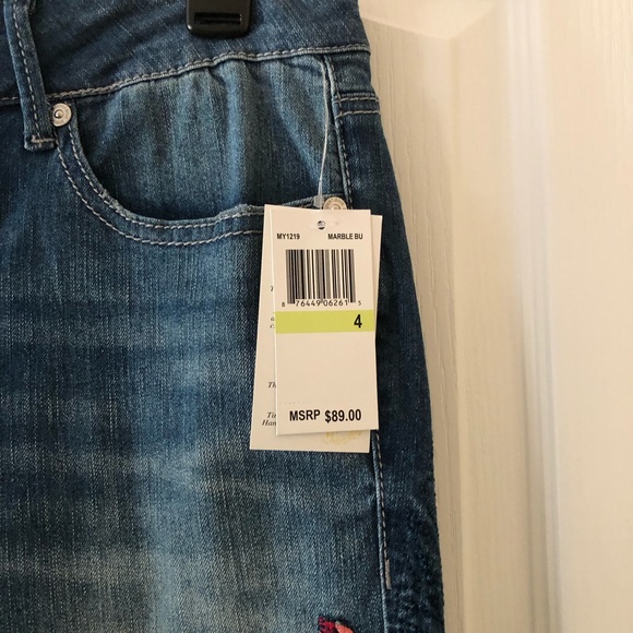 Seven7 Marble Blue Embroidered Blue Mid Rise Ankle Jeans Size 4 - Picture 6 of 11